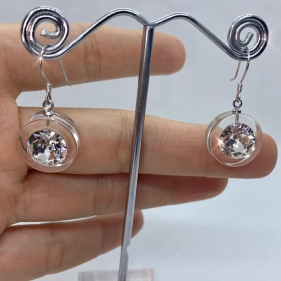Women’s Crystal Acrylic Drop Earrings, Dangle Drop Style, Statement Earrings - Picture 3 of 12